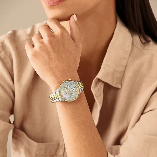 FOSSIL ES5216 LUXE ELEGANCE - STUNNING TWO TONE TIMEPIECE for Women with Mother-Of-Pearl Dial-i-Watch-2