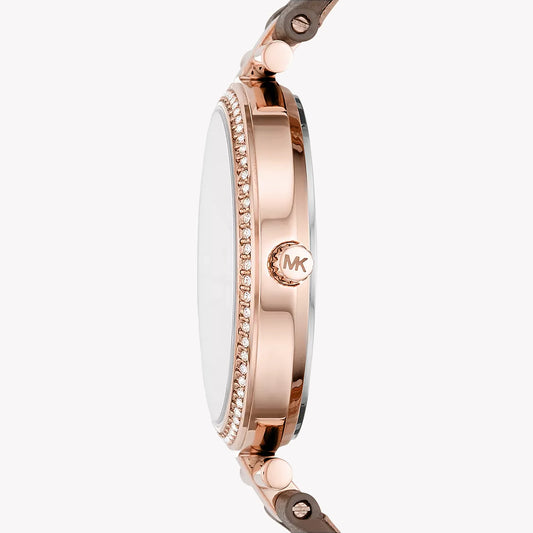 MICHAEL KORS MK2832 ROSE GOLD GLAM - ELEGANT WOMEN'S WATCH WITH LEATHER BAND & WHITE DIAL-i-Watch-2