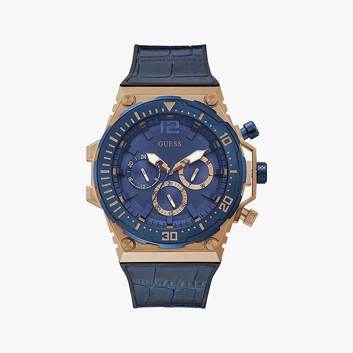 GUESS GW0326G1 ROSE GOLD & BLUE DYNAMIC TIMEPIECE - STYLISH MEN'S WATCH FOR EVERY OCCASION