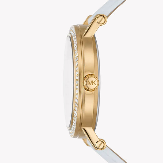 MICHAEL KORS MK2985 - ELEGANT GLOW - WOMEN'S GOLD & WHITE LEATHER TIMEPIECE-i-Watch-2