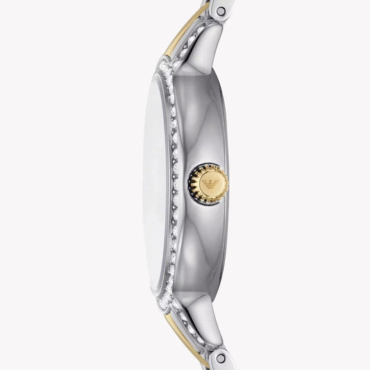 EMPORIO ARMANI Women's Watch with Silver Stainless Steel Case and Silver / Gold Stainless Steel Band-i-Watch-2