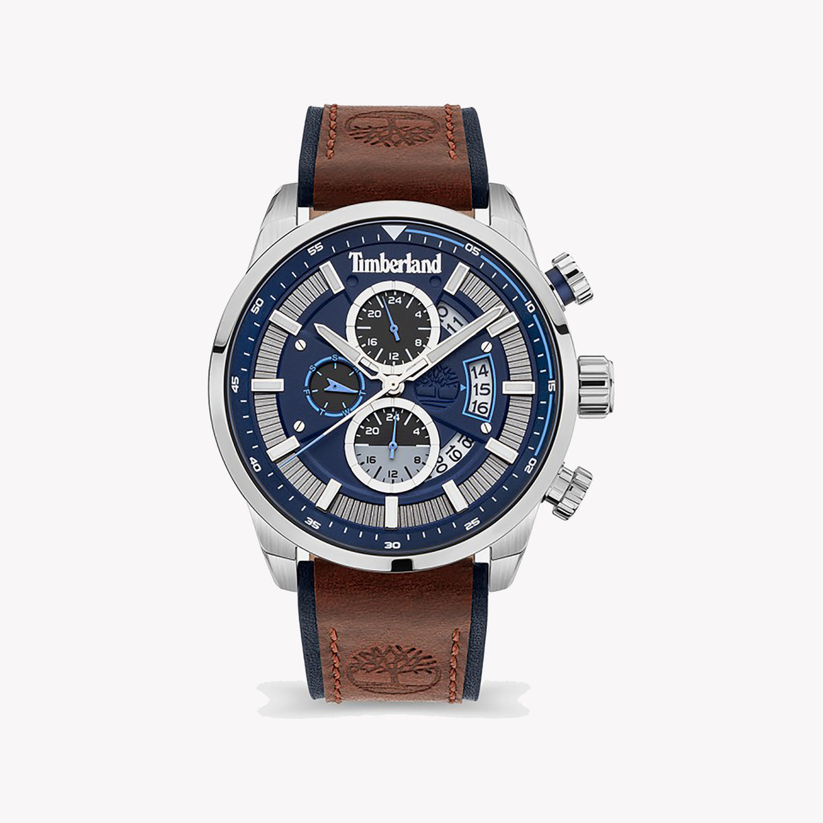 TIMBERLAND TDWGF2102602 ADVENTURE-READY - MENS RUGGED STAINLESS STEEL WATCH WITH BLUE DIAL and BROWN LEATHER BAND