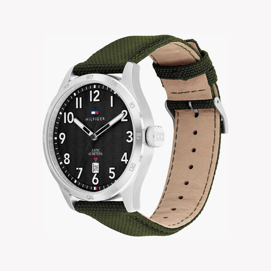 TOMMY HILFIGER 1710593 MODERN SPORT - MEN'S SILVER STAINLESS STEEL WATCH WITH GREEN NYLON BAND-i-Watch-2