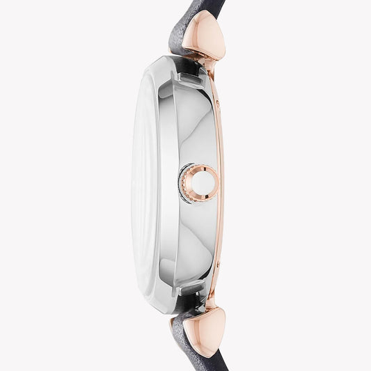 EMPORIO ARMANI AR80036 - ELEGANTLY TIMELESS WOMEN'S WATCH WITH NAVY LEATHER BAND & SILVER STAINLESS STEEL-i-Watch-2