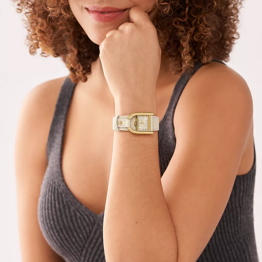 FOSSIL ES5280 ELEGANTLY MODERN - WOMEN'S GOLD DIAL STAINLESS STEEL WATCH WITH NUDE LEATHER STRAP-i-Watch-2