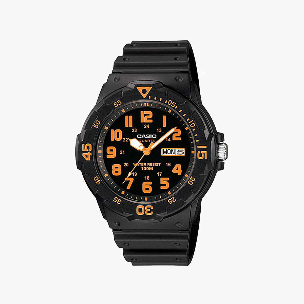 CASIO MRW-200H-4BVDF - BOLD PERFORMANCE MEN'S SPORT WATCH WITH BLACK RESIN BAND AND ORANGE DIAL