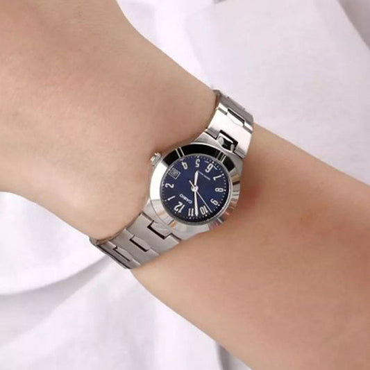 CASIO LTP-1241D-2A2DF - TIMELESS ELEGANCE FOR THE MODERN WOMAN - STUNNING BLUE DIAL & SILVER BRACELET-i-Watch-2