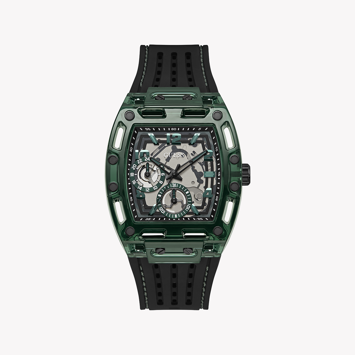 GUESS GW0499G7 BOLD SOPHISTICATION - MEN'S BLACK & GREEN TIMEPIECE 5 ATM WATER RESISTANT