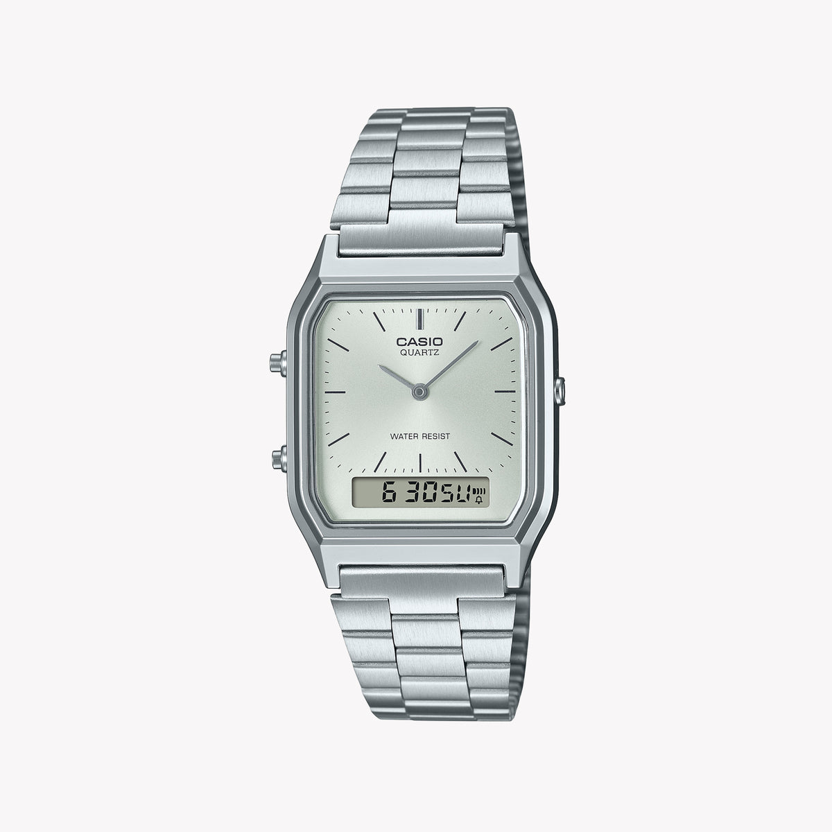 CASIO AQ-230A-7AMQYDF - ELEGANCE UNLEASHED - UNISEX DUAL TIME WATCH WITH STYLISH METAL STRAP