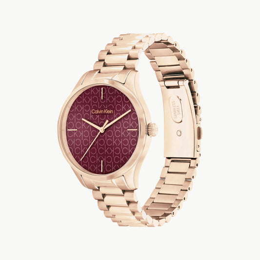CK CALVIN KLEIN NEW COLLECTION - BOLD RED DIAL GOLD STAINLESS STEEL WOMEN'S WATCH-i-Watch-2