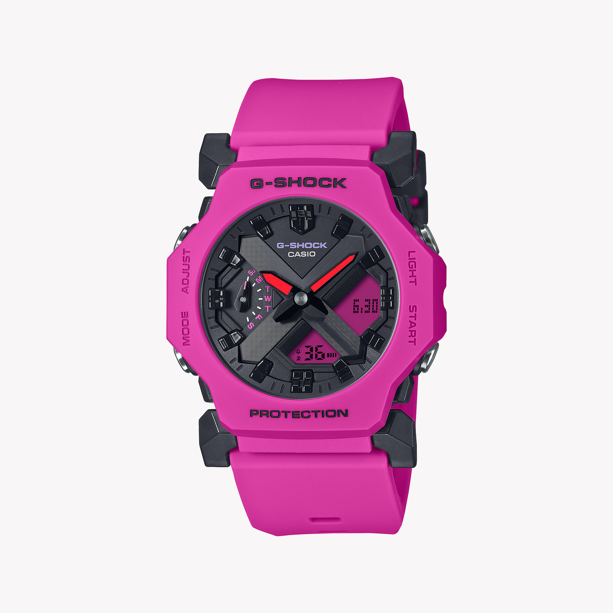 CASIO G-SHOCK GA-2300-4AER VIBRANT ACTION - BOLD PINK RESIN UNISEX WATCH WITH BLACK DIAL