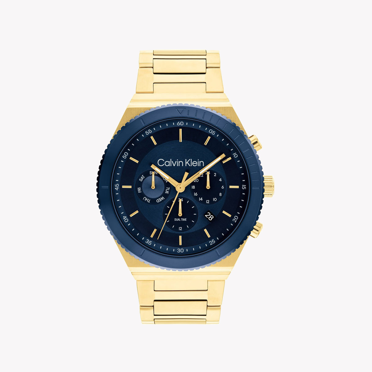 CK CALVIN KLEIN NEW COLLECTION - RADIANT GOLD & BLUE MEN'S WATCH - MODERN LUXURY REDEFINED