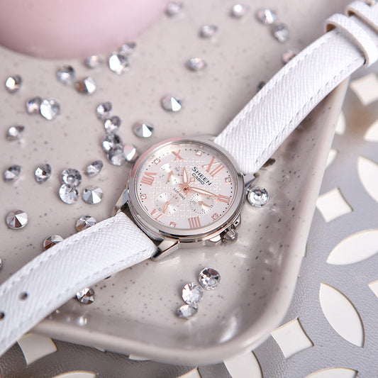 CASIO SHE-3511L-7AUDR ELEGANT ADVENTURER - Women's Watch with Silver Dial and Leather Band-i-Watch-2