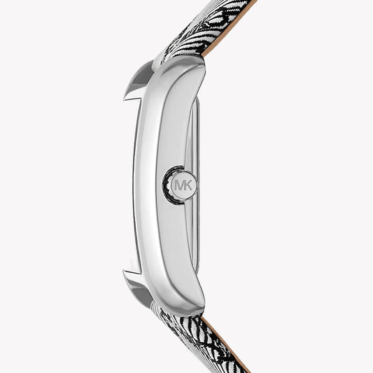 MICHAEL KORS MK2991 - ELEGANCE REDEFINED: Women's Silver & Black Leather Analog Watch-i-Watch-2