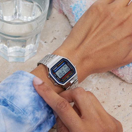 CASIO A168WA-1YES TIMEPIECE - ELEGANTLY FUNCTIONAL UNISEX WRISTWATCH WITH METAL STRAP-i-Watch-2