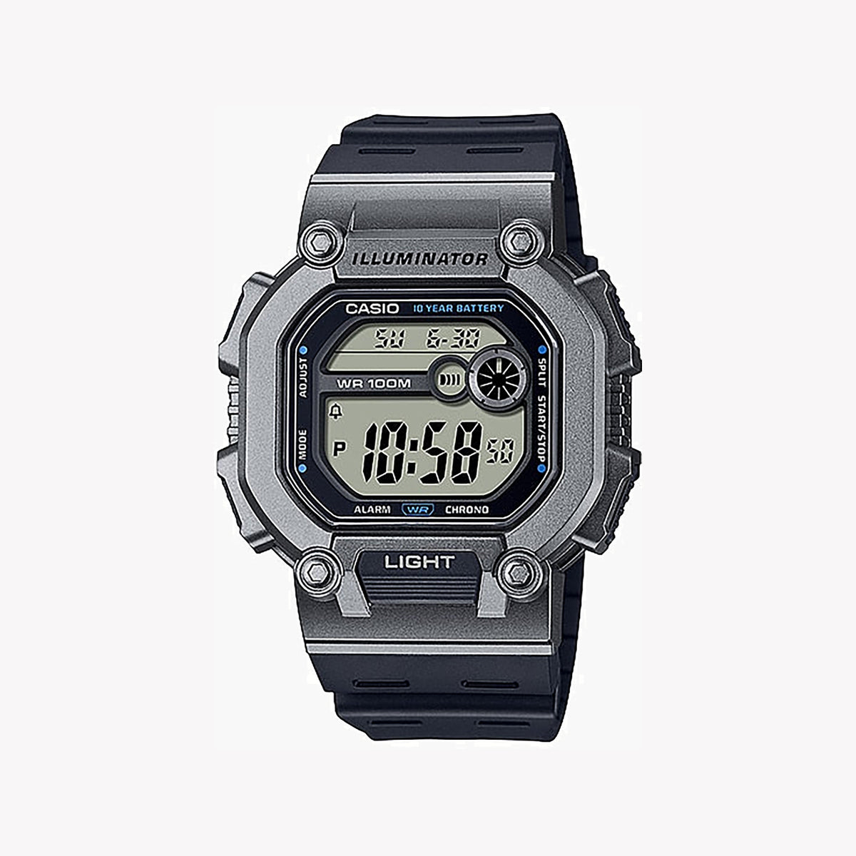 CASIO W-737H-1A2VDF SPORTY ADVENTURER - MEN'S RUGGED DIGITAL WATCH WITH GRAY CASE & BLACK BAND