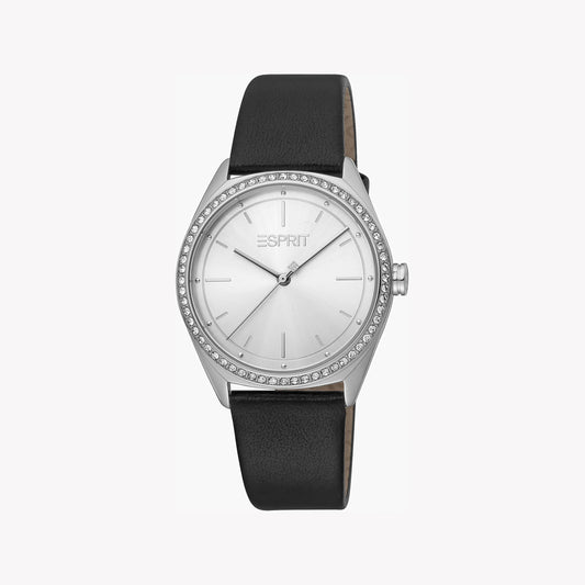 ESPRIT Women's Watch with Silver Stainless Steel Case and Black Leather Band-i-Watch-2