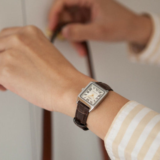 CASIO Women's Watch with Silver Chrome Plated Case and Brown Leather Band-i-Watch-2