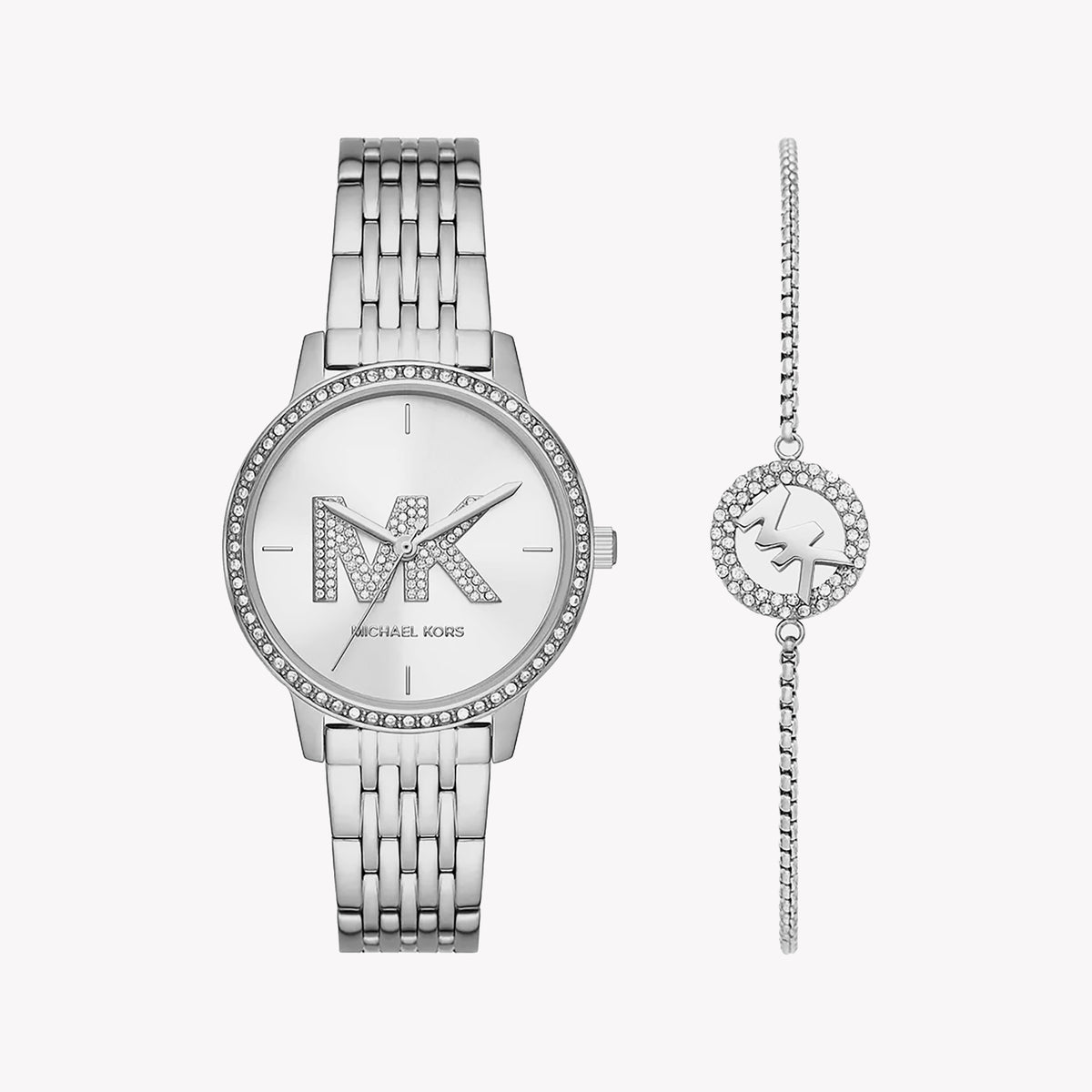 MICHAEL KORS MK1055SET - ELEGANT SILVER STAINLESS STEEL WOMEN'S WATCH - TIMELESS STYLE & FUNCTION