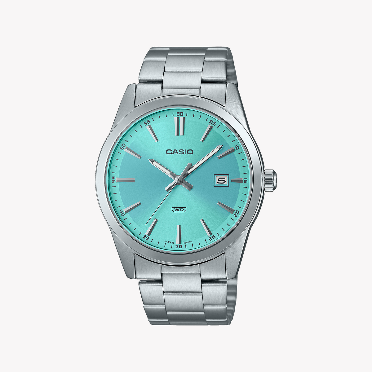 CASIO MTP-VD03D-2A3UDF - BOLD BLUE ELEGANCE MEN'S STAINLESS STEEL WATCH with Date Display & Water Resistance