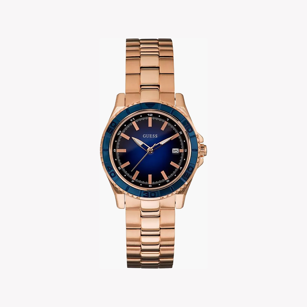 GUESS WATCHES W0469L2 - ROSE GOLD STUNNER WITH BLUE DIAL-i-Watch