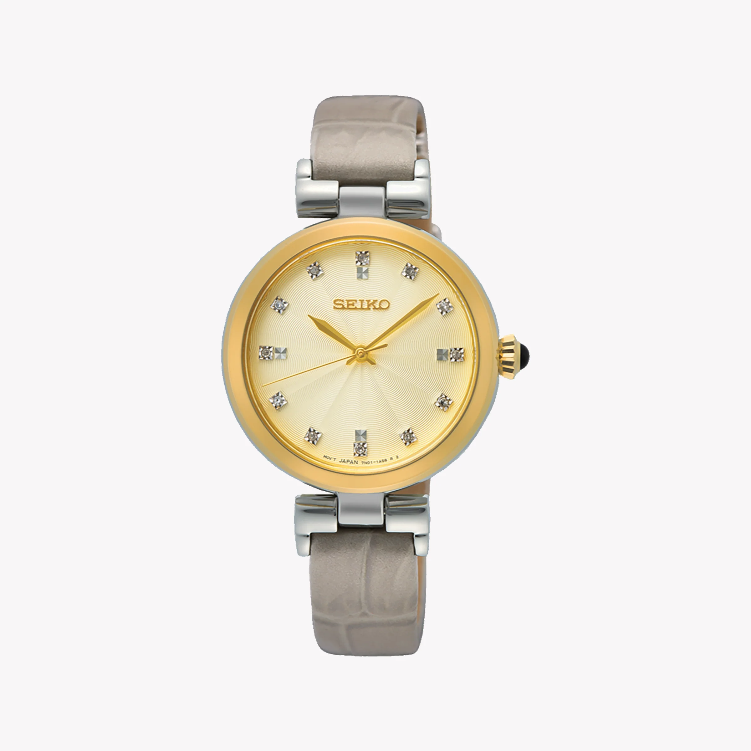 Seiko Women's Gold Stainless Steel, Grey Leather Srz546p1 – i-Watch
