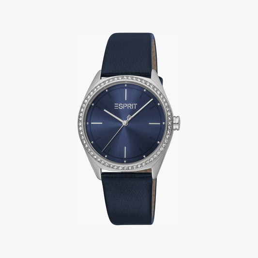 ESPRIT Women's Watch with Silver Stainless Steel Case and Blue Leather Band-i-Watch-2