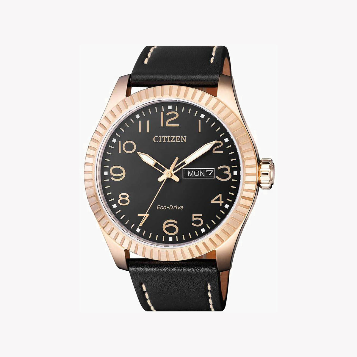 CITIZEN BM8533-13E - BOLD SOPHISTICATION MEN'S ECO-DRIVE WATCH IN ROSE GOLD & BLACK LEATHER