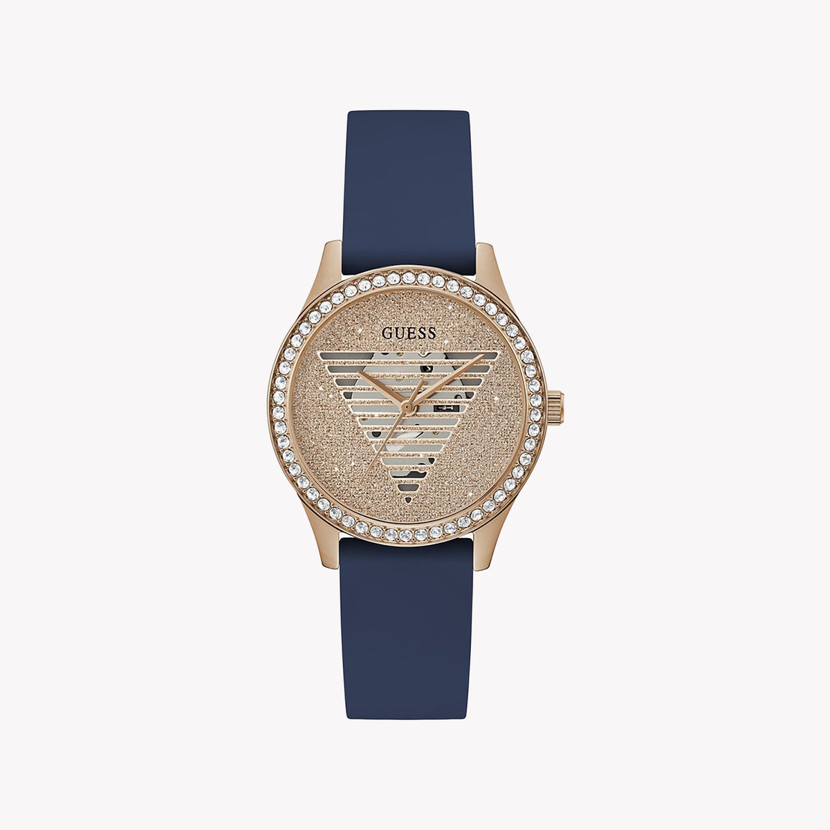 GUESS GW0530L3 ROSE GOLD RADIANCE - CHIC WOMEN'S TIMEPIECE WITH BLUE RUBBER BAND