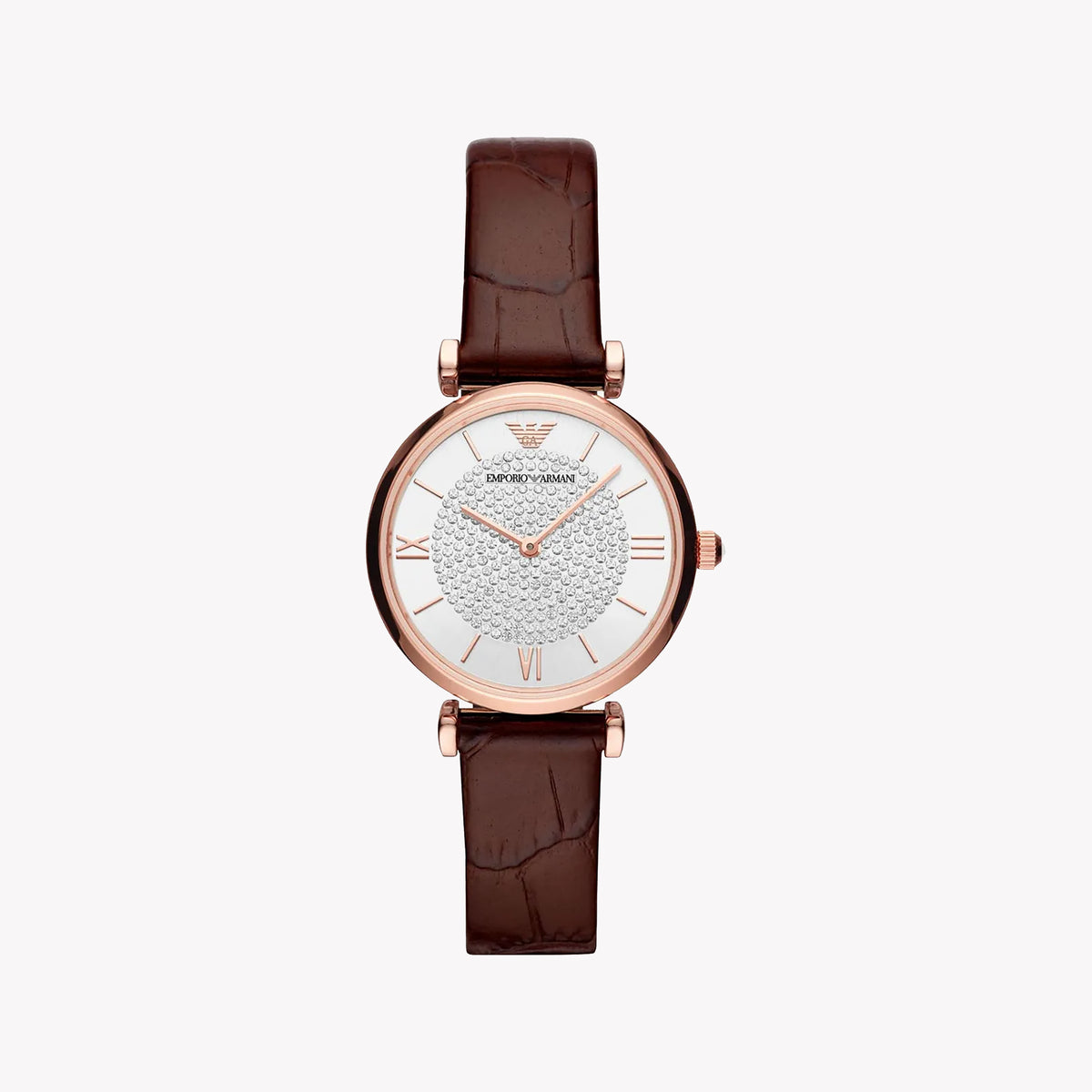 EMPORIO ARMANI AR11269 - RADIANT ROSE GOLD & BROWN LEATHER WOMEN'S WATCH