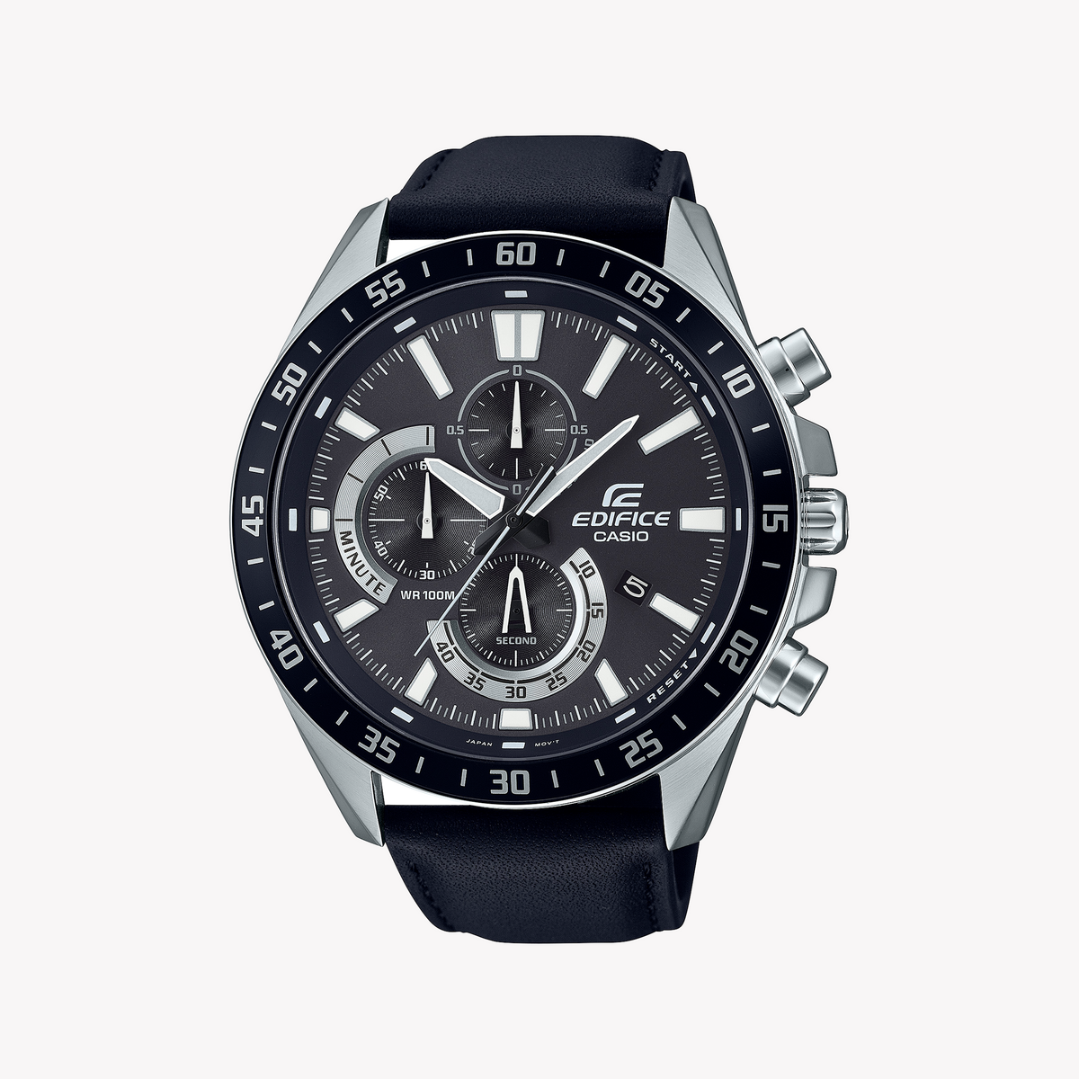 CASIO EDIFICE EFV-620L-1AVUDF - SPORTY ELEGANCE MEN'S WATCH WITH LEATHER BAND & BLACK DIAL