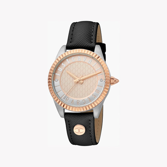 JUST CAVALLI Women's Watch with Silver Stainless Steel Case and Black Leather Band-i-Watch-2