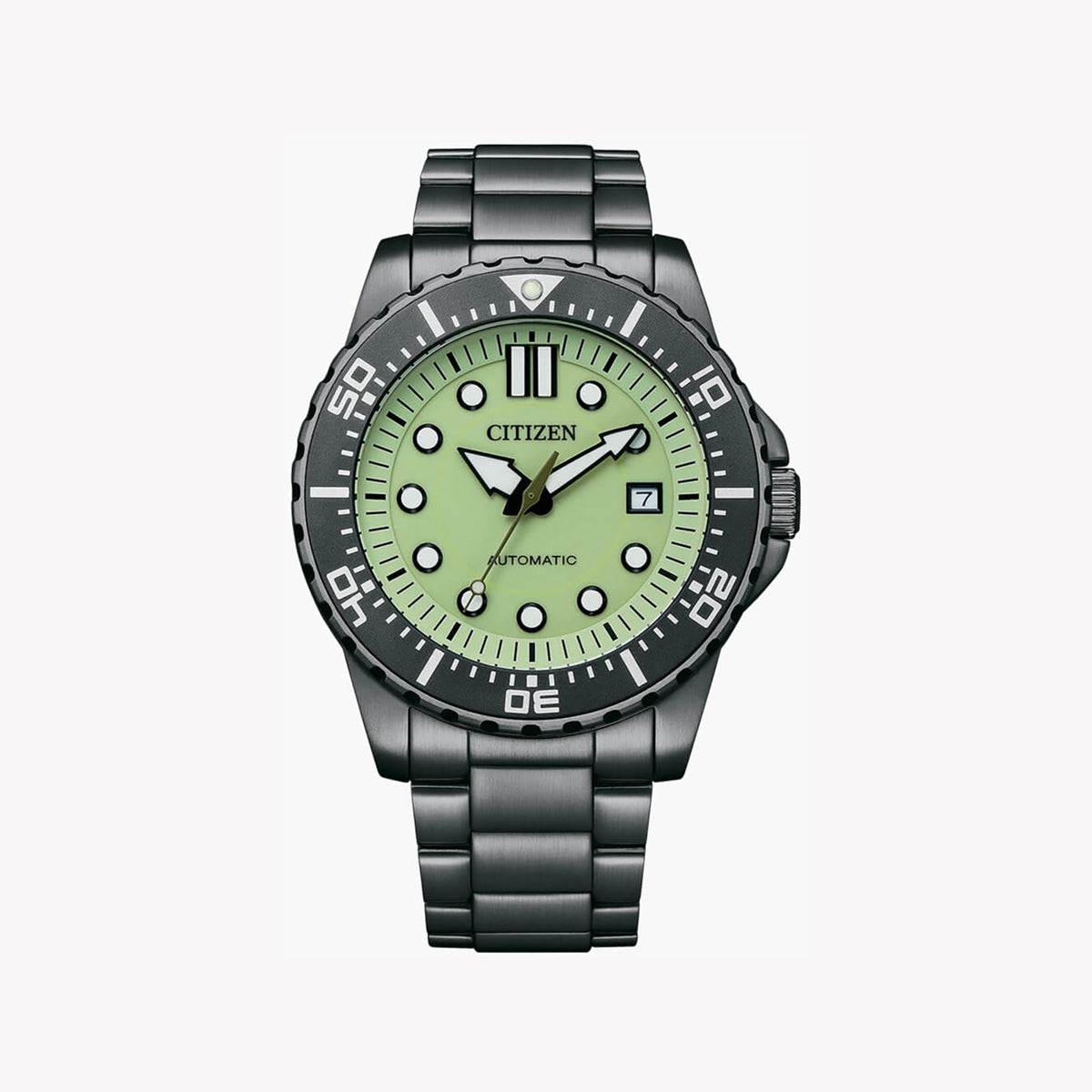 CITIZEN NJ0177-84X BLACK STEEL - STRIKING GREEN DIAL MEN'S AUTOMATIC WATCH