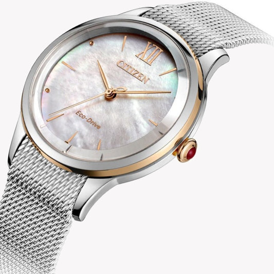 CITIZEN EM0816-88Y RADIANT CHARM - ELEGANT SILVER MESH ECO-DRIVE WOMEN'S TIMEPIECE-i-Watch-2