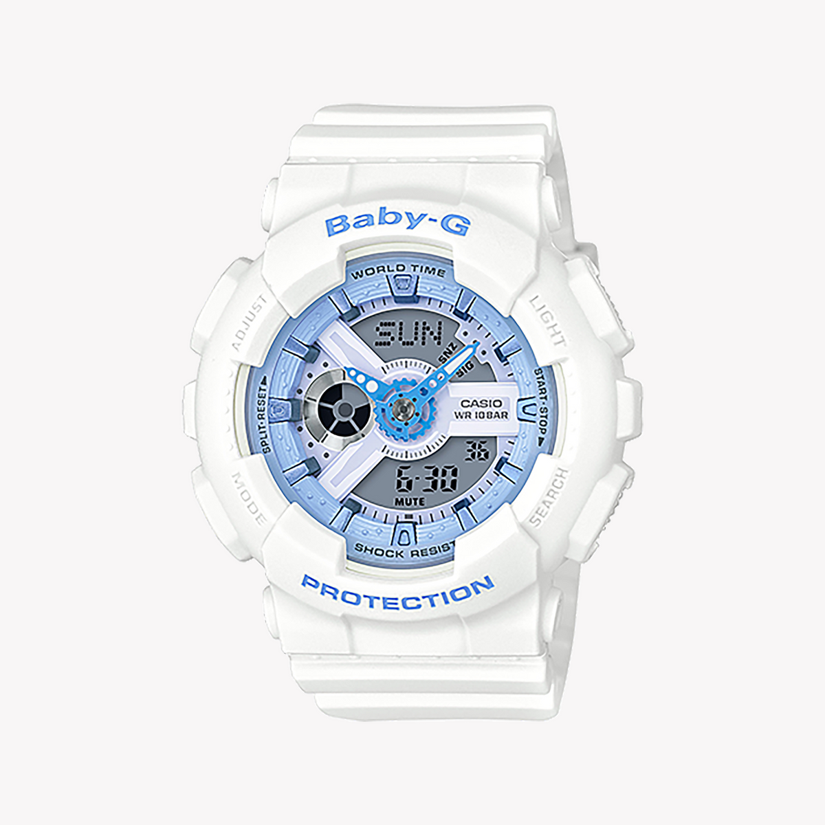BA-110BE-7ADR BABY-G - SPORTY ELEGANCE WOMEN'S WATCH - WHITE RESIN & DIGITAL DIAL