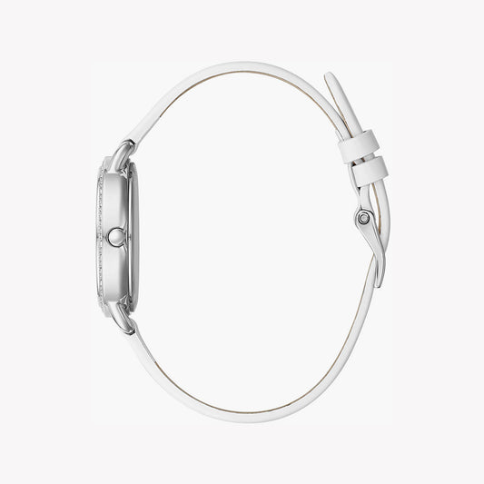 GUESS GW0099L1 - ELEGANTLY TIMELESS WOMEN'S WATCH with Sleek Silver Dial & White Leather Band-i-Watch-2