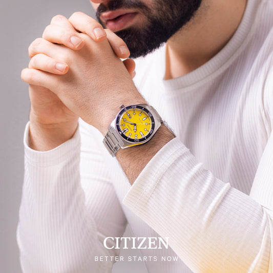 CITIZEN AW1760-81Z - DYNAMIC YELLOW DIAL MEN'S WATCH WITH STAINLESS STEEL BRACELET-i-Watch-2