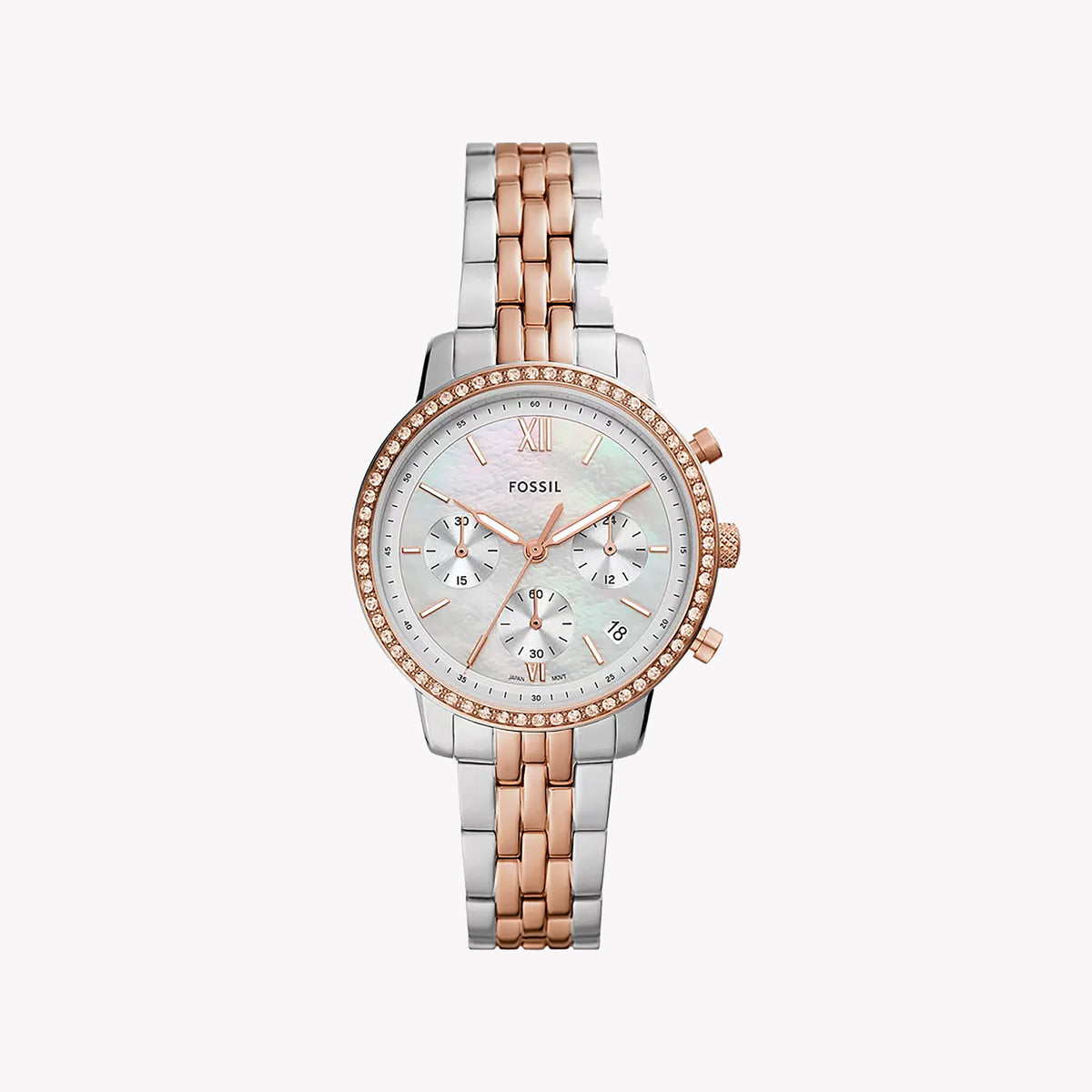 FOSSIL Women's Watch with Silver Stainless Steel Case and Silver / Gold Stainless Steel Band