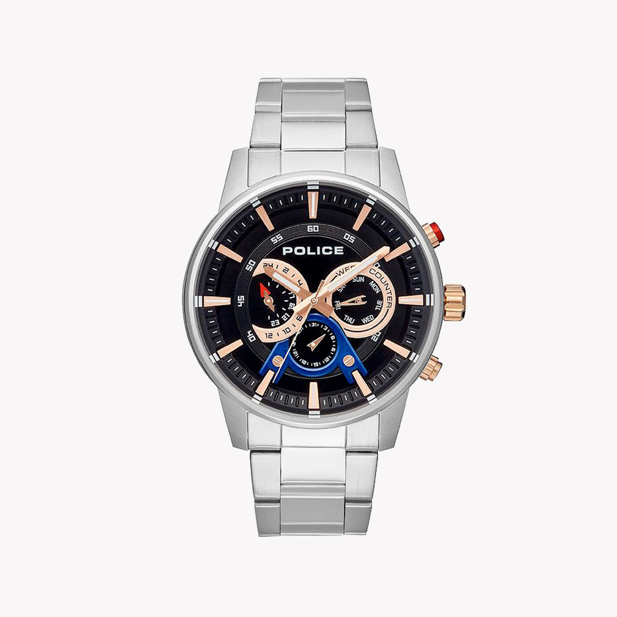 POLICE P15523JS02M - MODERN GENTLEMAN'S TIMEPIECE: STUNNING MULTICOLOR DIAL & STAINLESS STEEL DESIGN