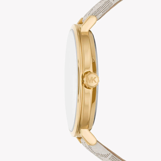 MICHAEL KORS MK2946 - BOLD SOPHISTICATION UNISEX TIMEPIECE WITH GOLD STAINLESS STEEL & BEIGE LEATHER BAND-i-Watch-2