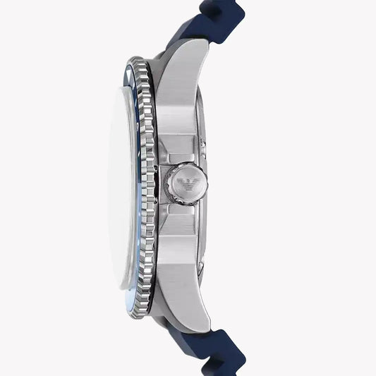 EMPORIO ARMANI AR11592 - TIMELESS STYLE MEETS MODERN PERFORMANCE Men's Watch with Silver Case and Blue Silicone Band-i-Watch-2