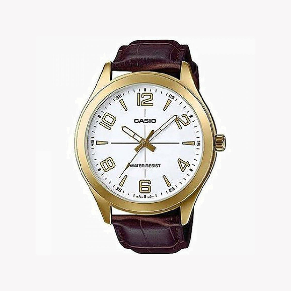 CASIO MTP-VX01GL-7BUDF - ELEGANT ADVENTURER MEN'S WATCH WITH GOLD STAINLESS STEEL & BROWN LEATHER BAND