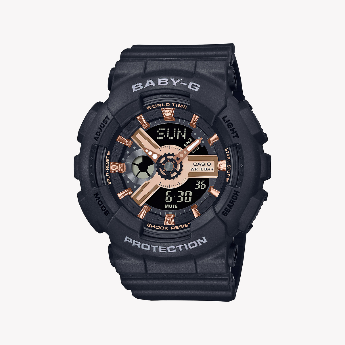 BA-110XRG-1ADR BABY-G BOLD & SPORTY - Chic Women's Watch with Striking Black Design and Functional Features