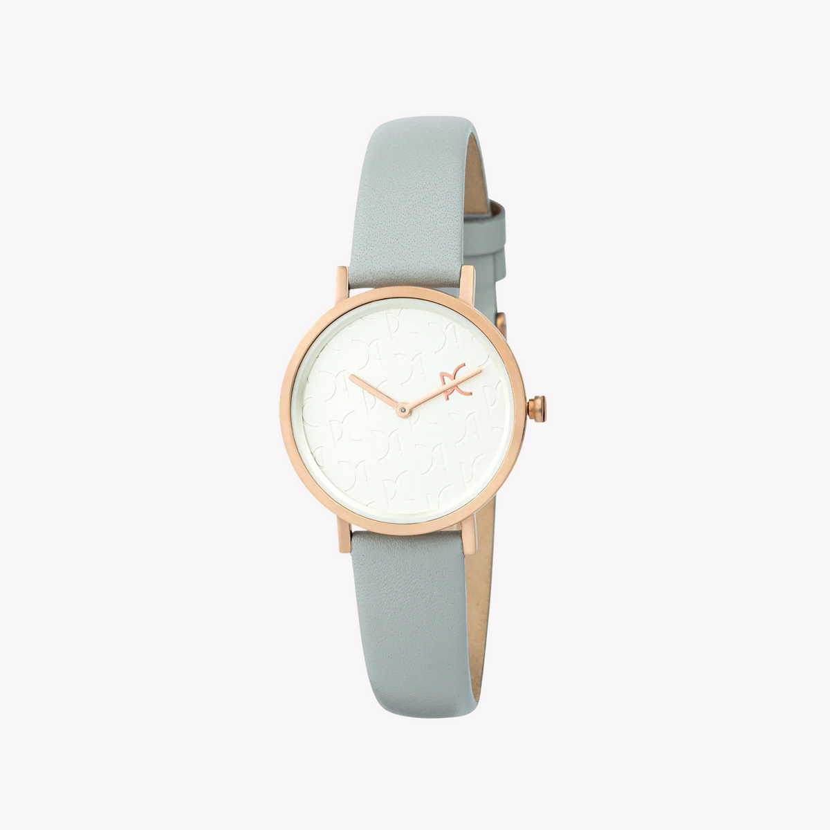 Montre femme PIERRE CARDIN avec boîtier en acier inoxydable or rose et bracelet en cuir gris