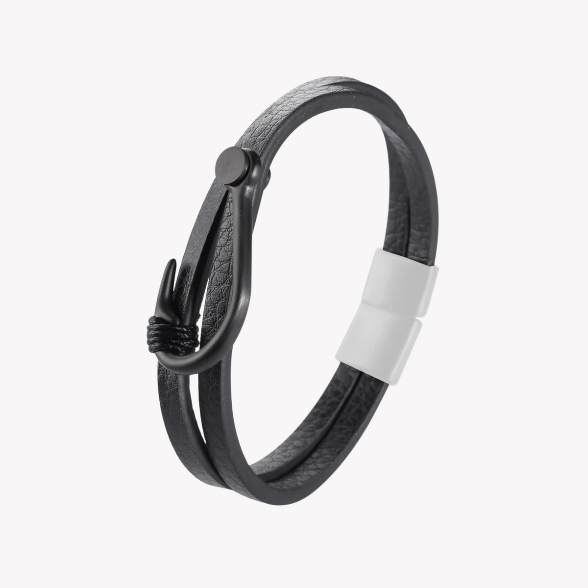 Zink Men's Black Stainless Steel & Leather Bracelet | Zjbc0408