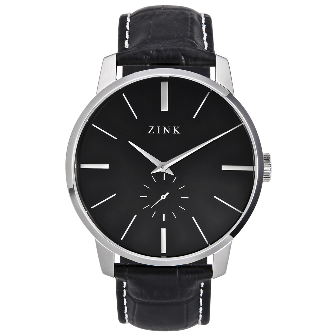 ZINK ZK126G5LS-21 ELEGANT CLASSIC - TIMELESS MEN'S WATCH with black leather band and striking black dial