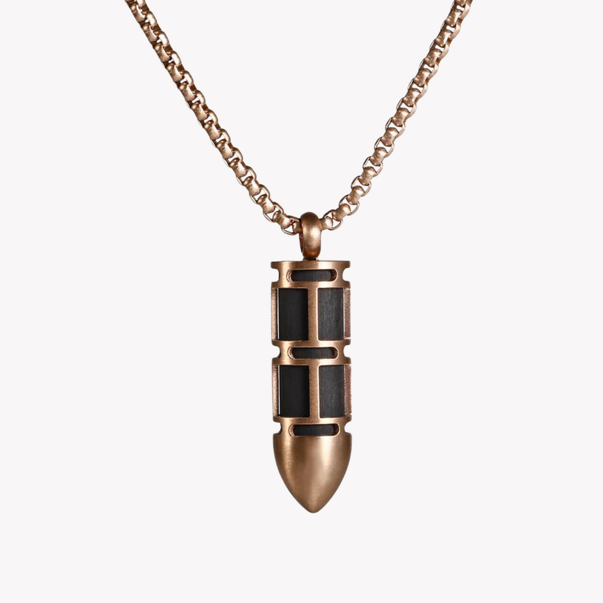 Zink Men's Rose Gold Stainless Steel & Carbon Fiber Necklace | Zjpd021rg