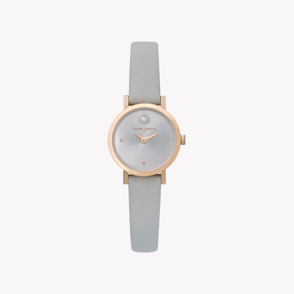 Montre femme PIERRE CARDIN avec boîtier en acier inoxydable or rose et bracelet en cuir gris