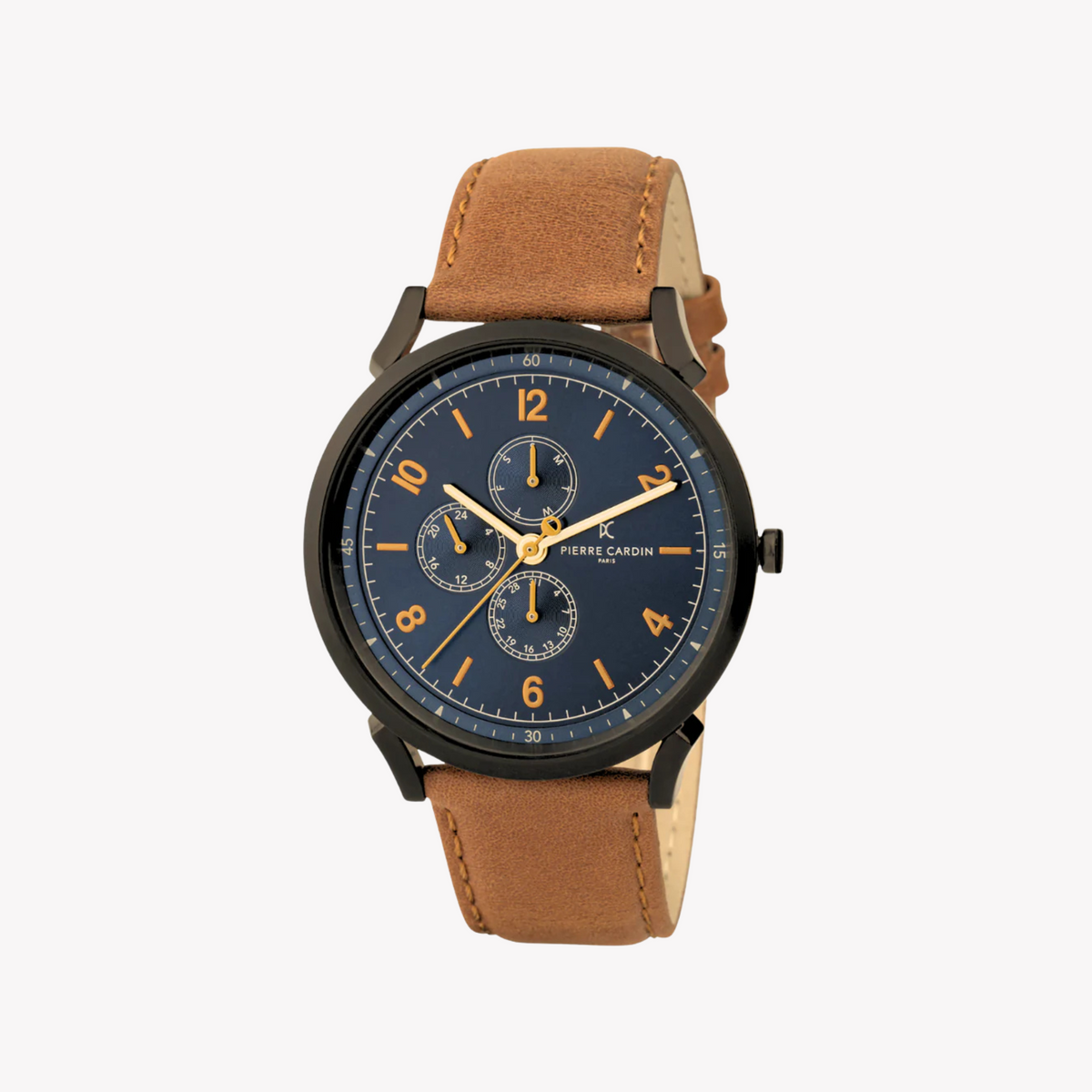 PIERRE CARDIN CPI.2084 HERRENUHR – LUXUS-EDELSTAHL MIT BRAUNEM LEDER UND BLAUEM ZIFFERBLATT