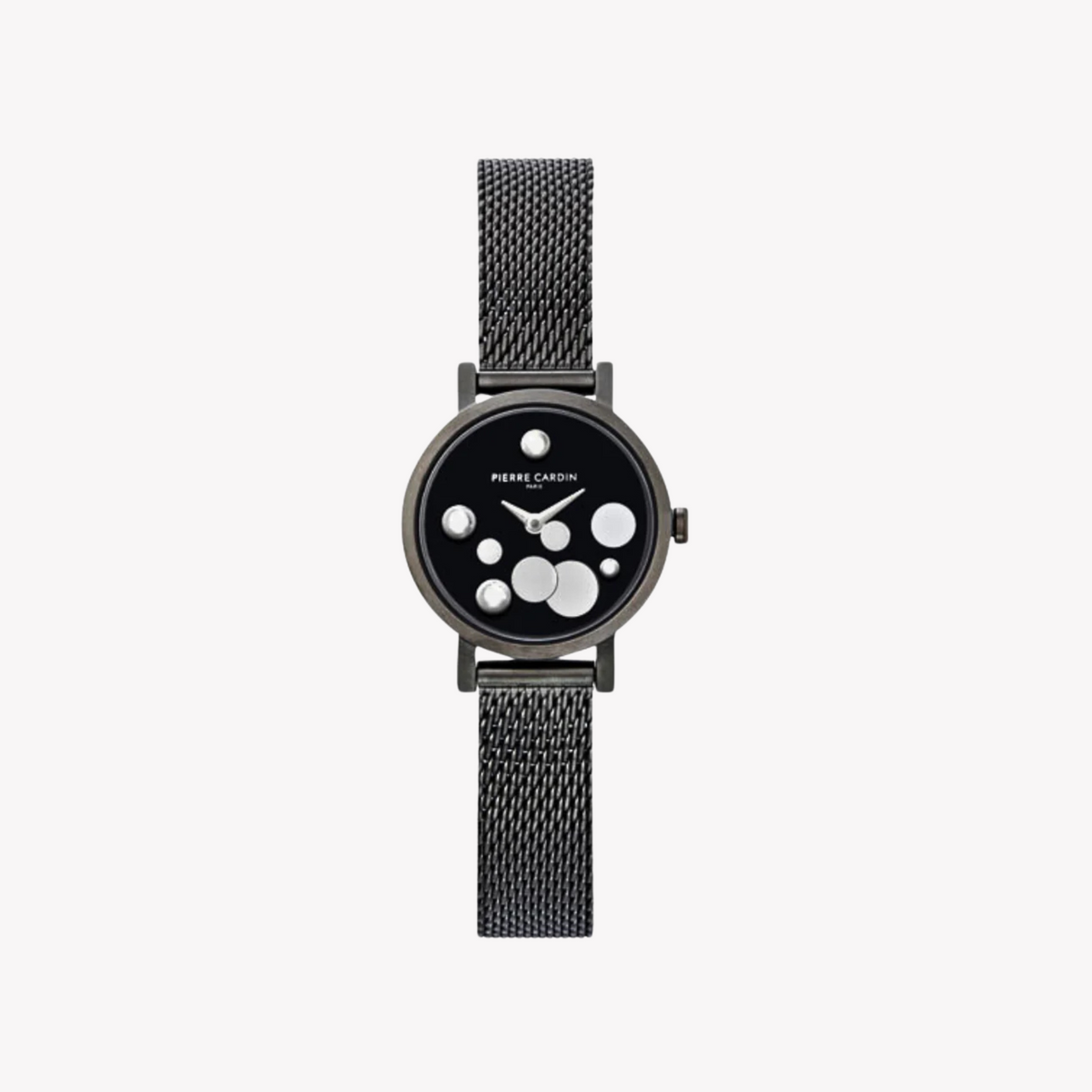 Montre pour femme PIERRE CARDIN avec boîtier en acier inoxydable argenté et bracelet en acier inoxydable noir